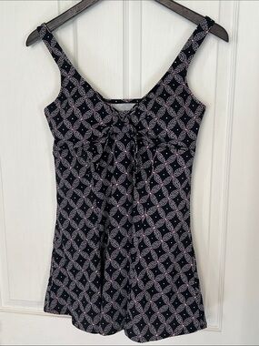 Black Floral Tummy Control Swimsuit Dress